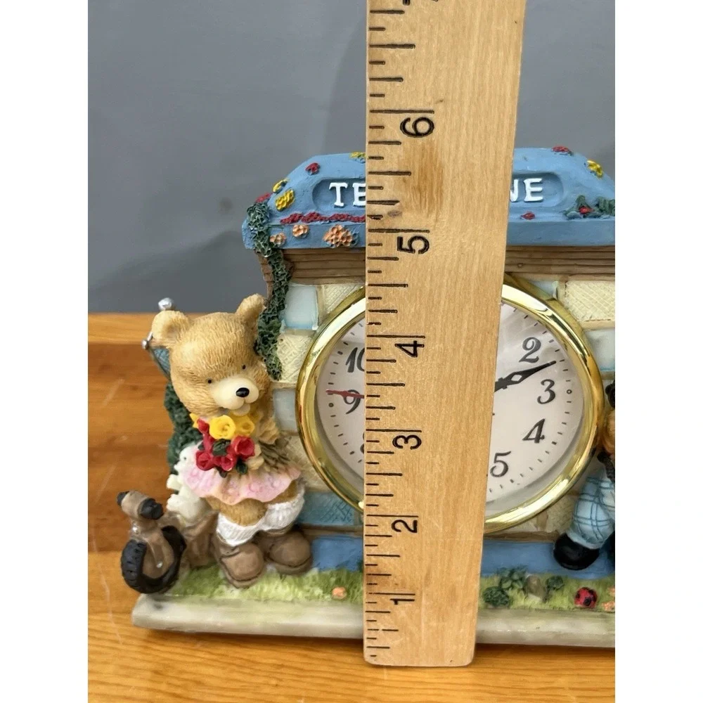 Teddy Bear Dog Ladybug Mantel Desk Shelf Clock Telephone Resin Telephone Booth